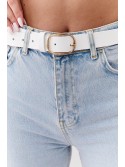 White leather belt with gold buckle P032 - Online store - Boutique